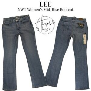 NWT Lee Jeans Womens Med Wash 12 Long Bootcut Mid Rise Stretch Classic Y2k Flare